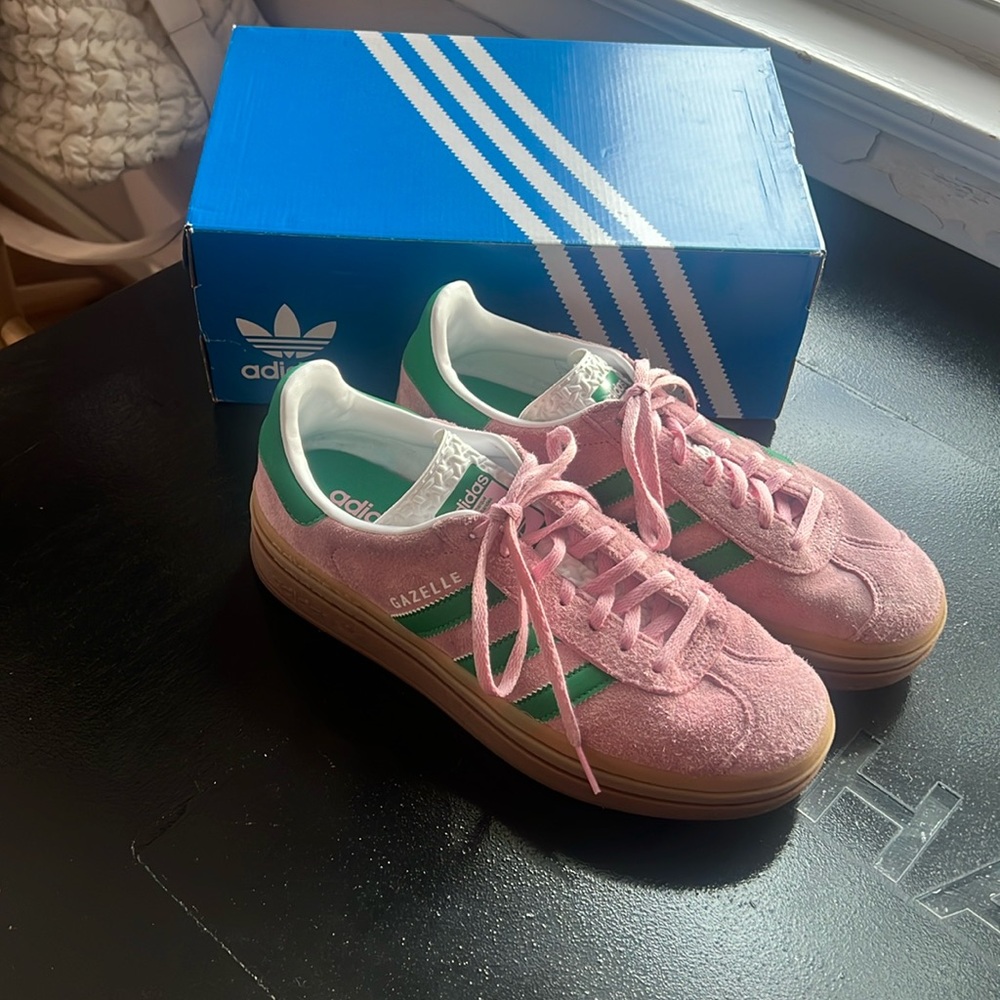 adidas Gazelle Pink and Green Sneakers